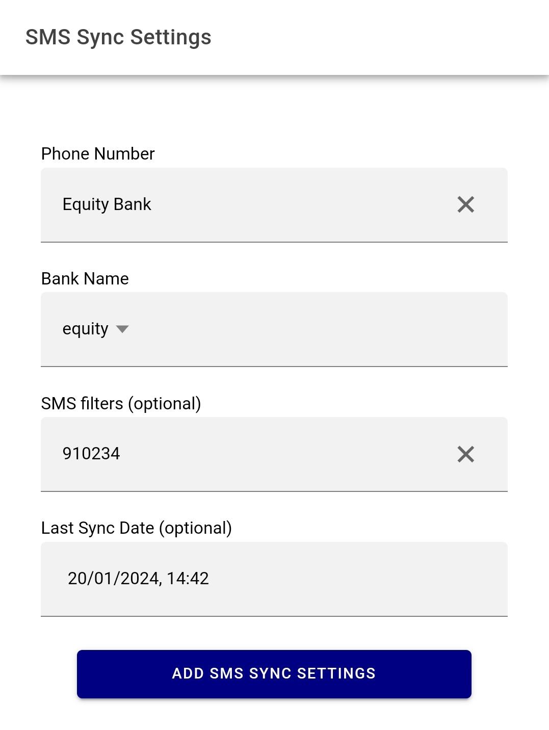 Added SMS filter confirmation